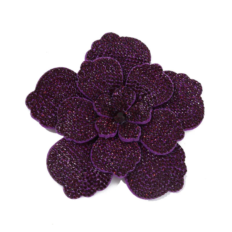 Three-dimensional Rhinestone Camellia Rose Brooch for Women's Fashion Pin High-end Luxury Jewelry Accessories Party Gift Corsage