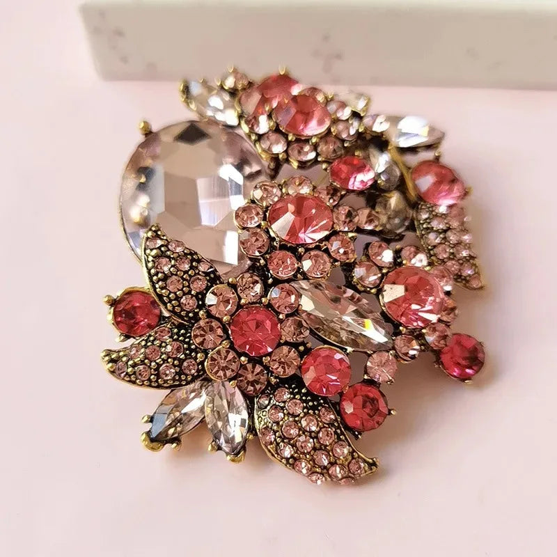 Women Style Stylish Flower Rhinestone Alloy Brooch Jacket Coat Jewelry