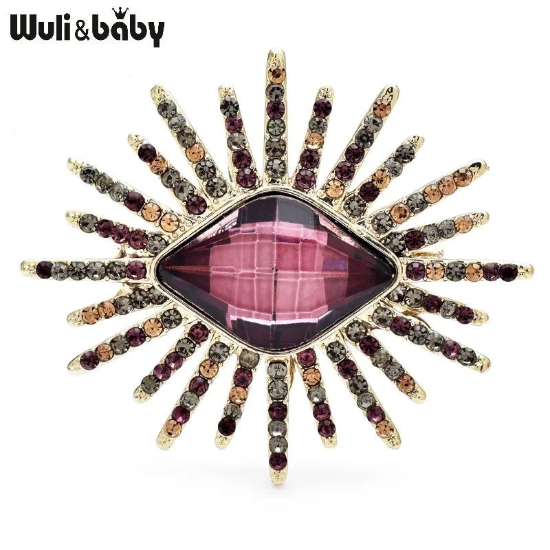 Wuli&baby Sparkling Eye Brooches For Women Unisex 2-color Crystal Beautiful Geometric Party Office Brooch Pins Gifts
