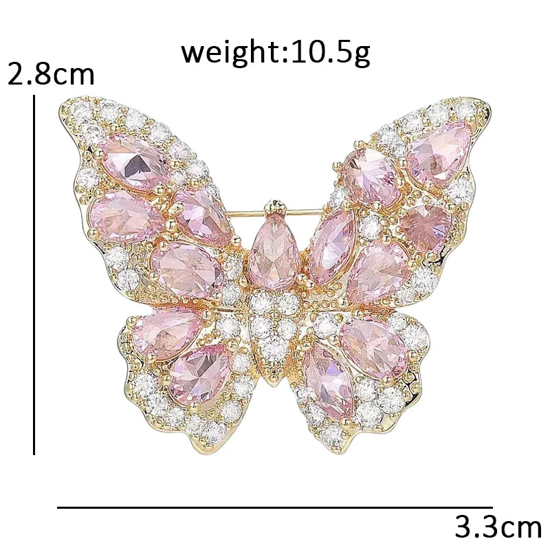 Wuli&baby Lovely Butterfly Brooches Pins Crystal Insects Summer Brooch Pin For Women Lady Fashion Jewelry Gifts