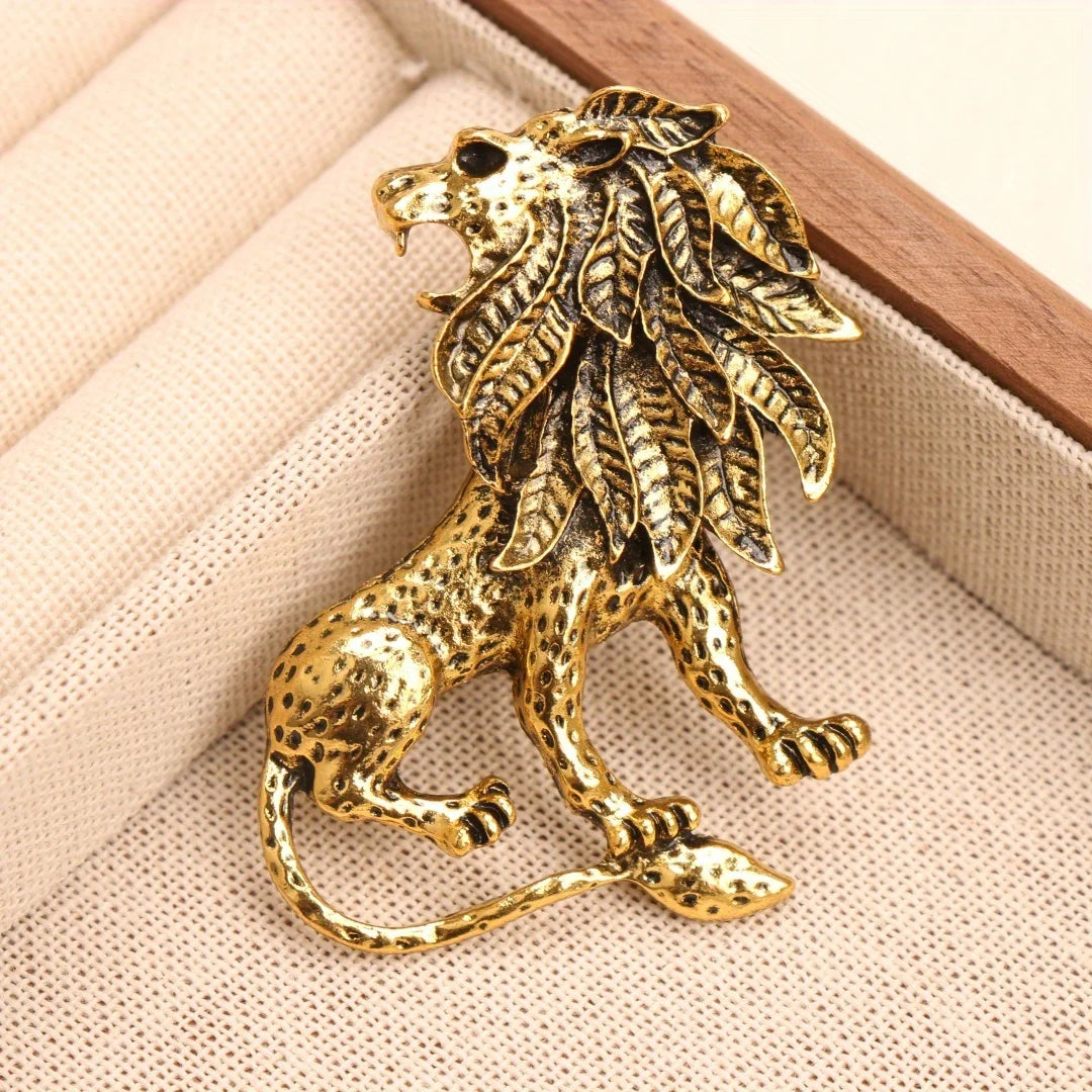 Baroque-style Luxury Vintage Heavy-Duty Lion Animal Design Brooches for Men and Women, Jewelry and Fashion Accessories
