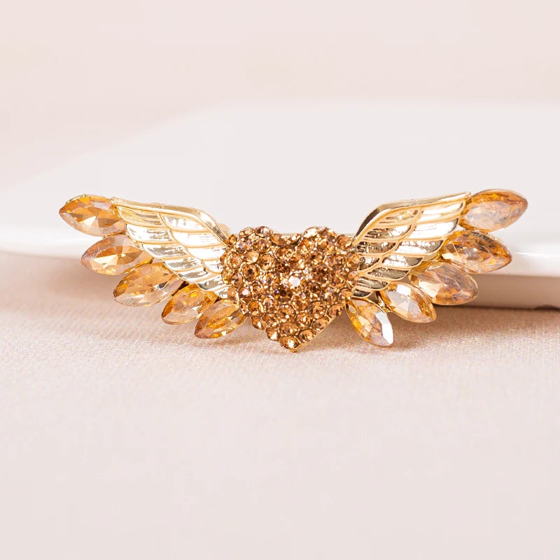 Sparkling Crystal Love Angel Wings Brooch Women's Luxury Dress Wedding Decorations Souvenir Gifts