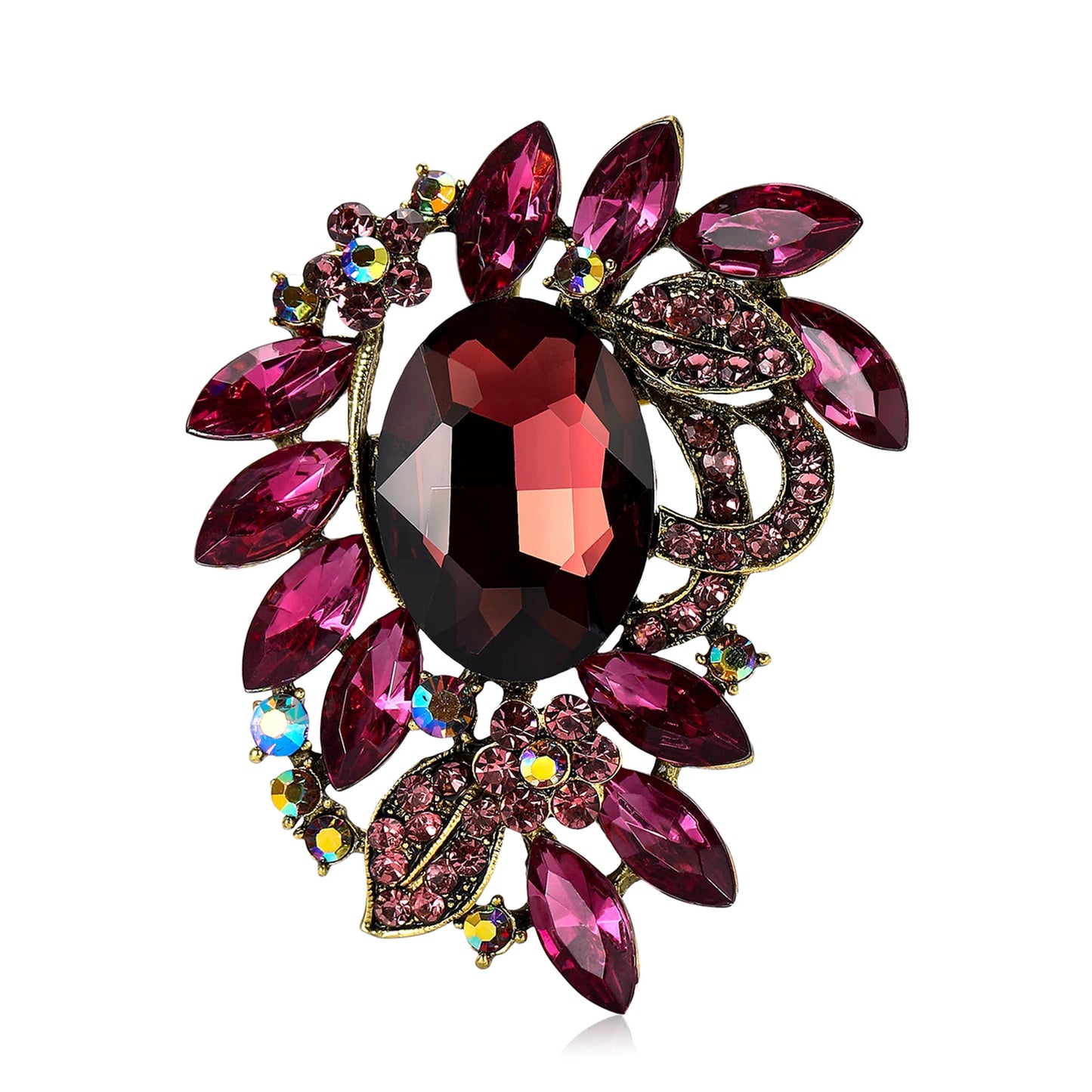 Beaut&Berry Luxury Crystal Glass Brooches for Women Rhinestone Pins Friends Party Gifts Banquet Jewellery Accessories