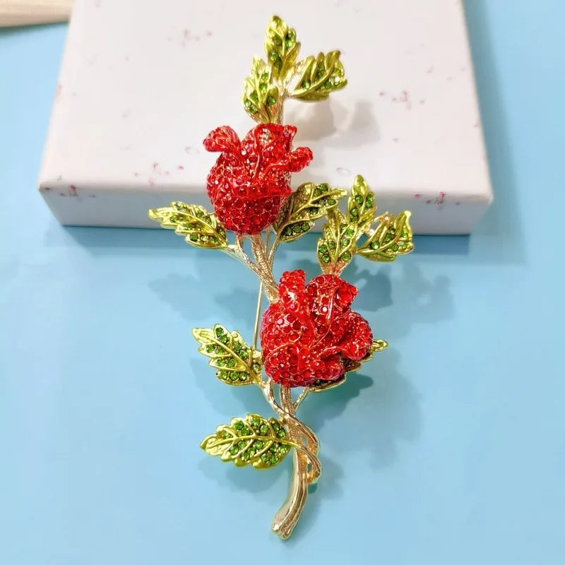 women exaggerated rose flower brooch luxury party wedding jewelry pins gift