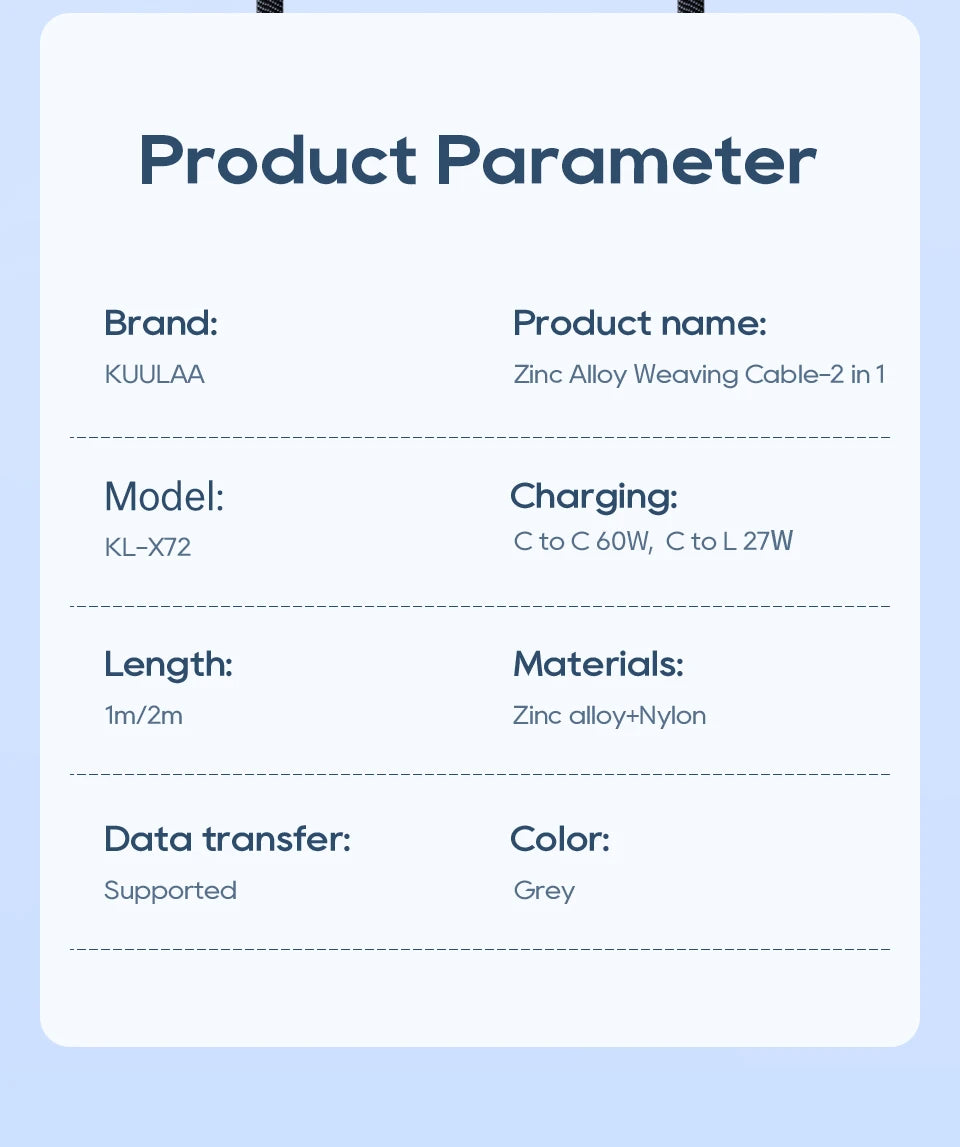 KUULAA 2 in 1 USB C Cable 60W PD Fast Charging Wire for iPhone 15 14 Pro Max iPad HUAWEI Xiaomi Tablets Type C Cable