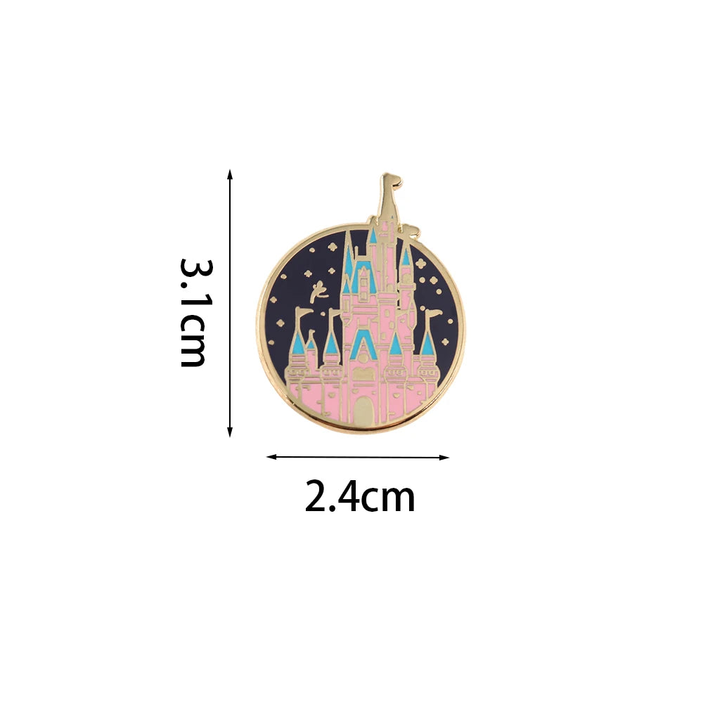 Magic Castle Badge Crystal Ball Enamel Pin Pink Blue Series Magical World Brooch Fan Enthusiast Fashion Jewelry Accessories Gift