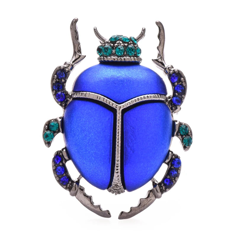 Wuli&baby Cute Blue Beetle Brooches Women Unisex Lovely Enamel Insects Party Casual Brooch Pins Gifts