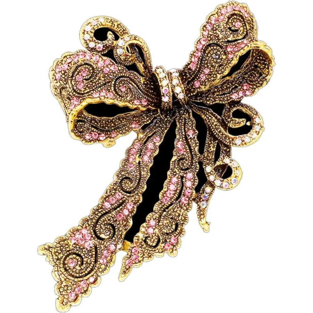 Baroque Luxury Rhinestone Bow Design Brooch,Unisex, Couple's Accessories, Party Favors,Suit Coat Skirt Decoration,Enhance Charm