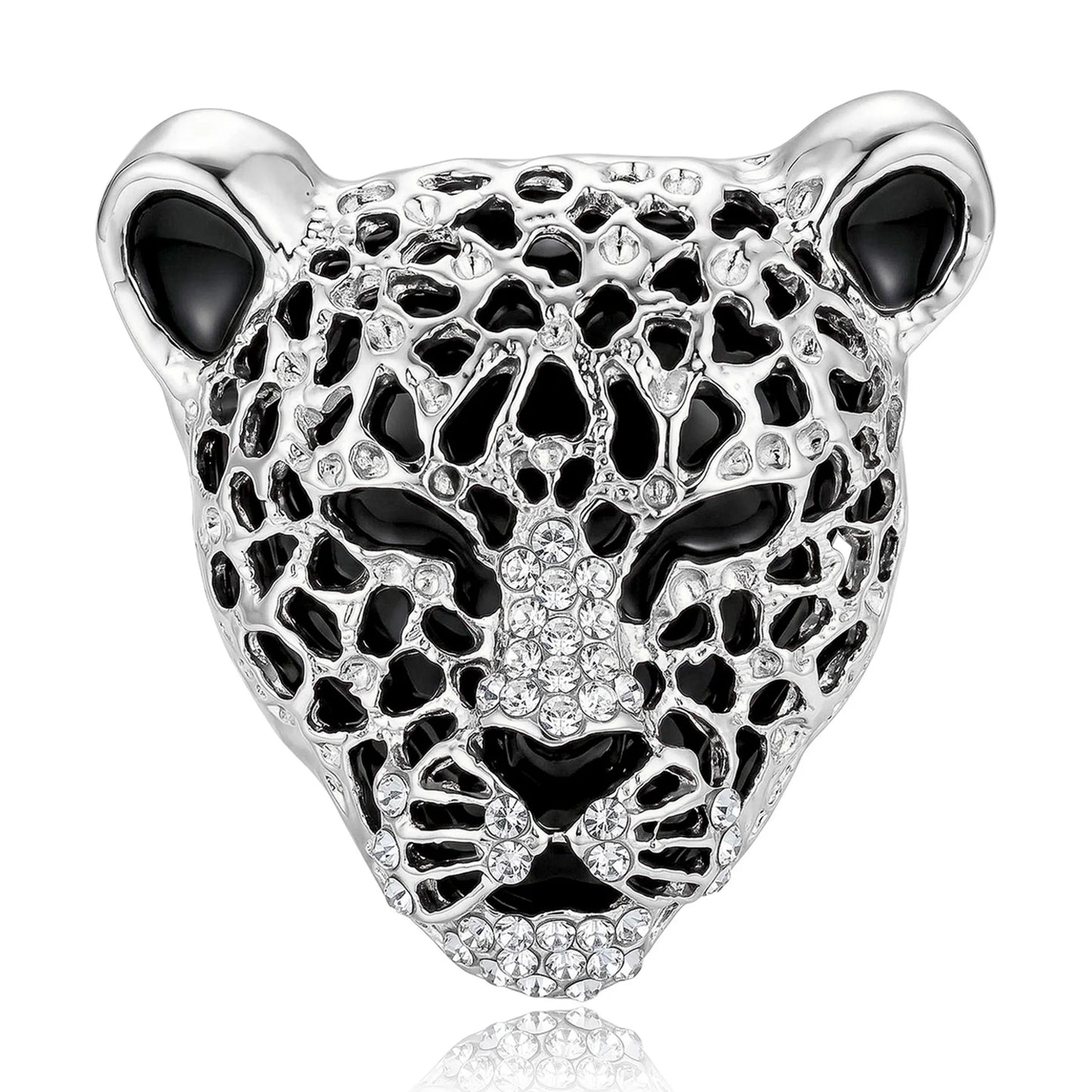 Beaut&Berry Classic Enamel Leopard Head Brooches for Women Unisex Animal Pins Casual Party Jewelry Accessories Gifts Decoration