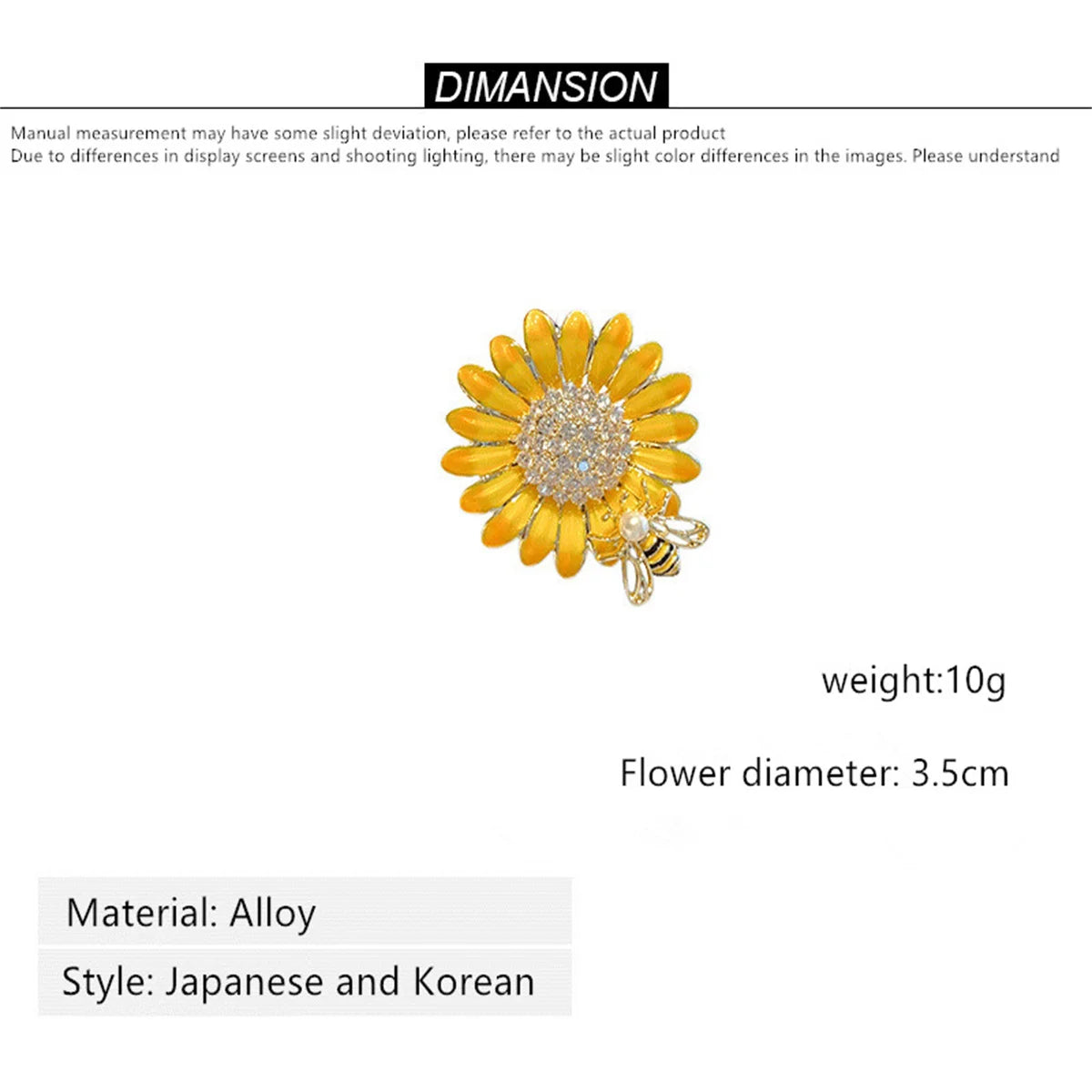 1Pc Charm Enamel Sunflower Bee Brooch Korean Fashion Pin Personalized Creative Jewelry Accessories Party Banquet Birthday Gift