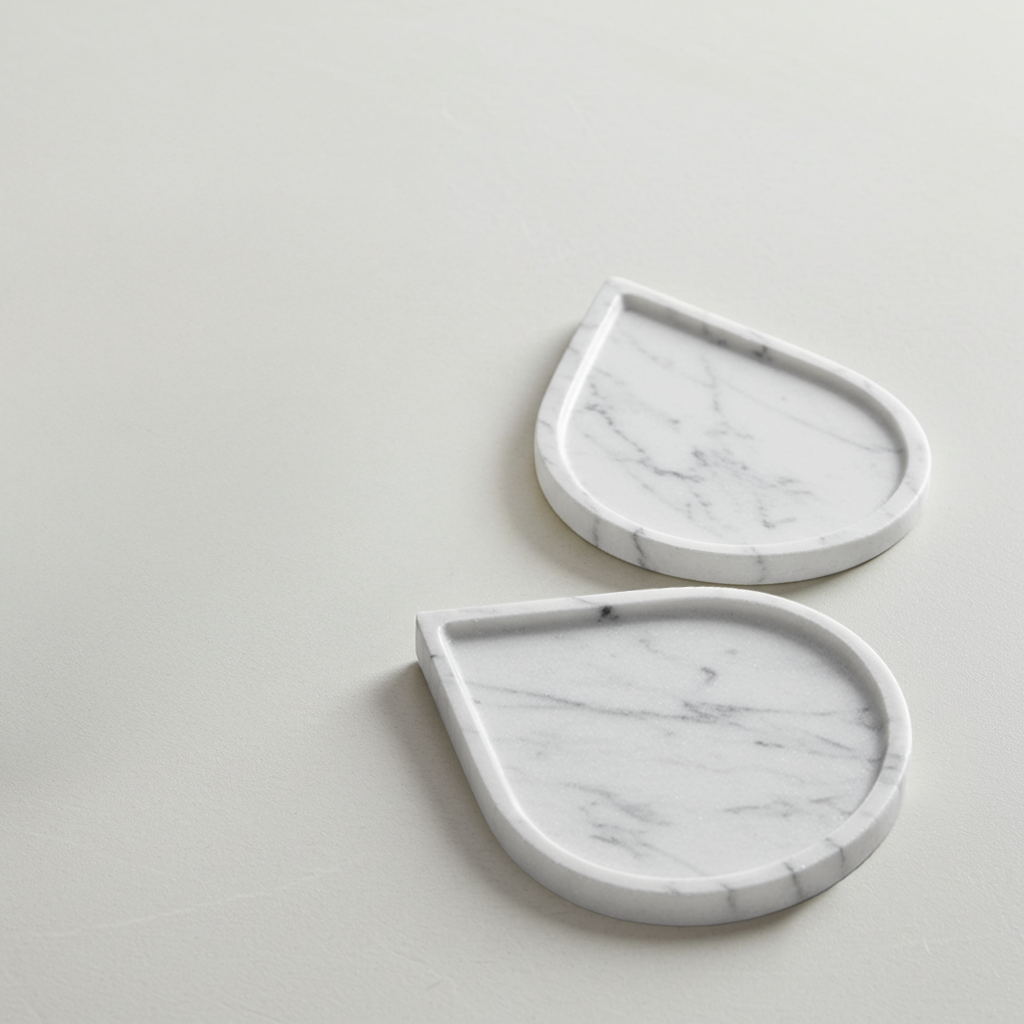 White Marble Raindrop Coaster Set