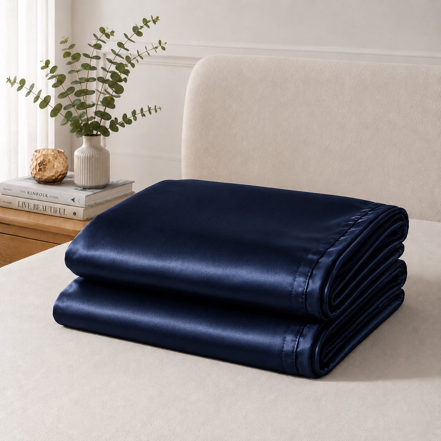 Satin Pillowcase Set - Navy Blue