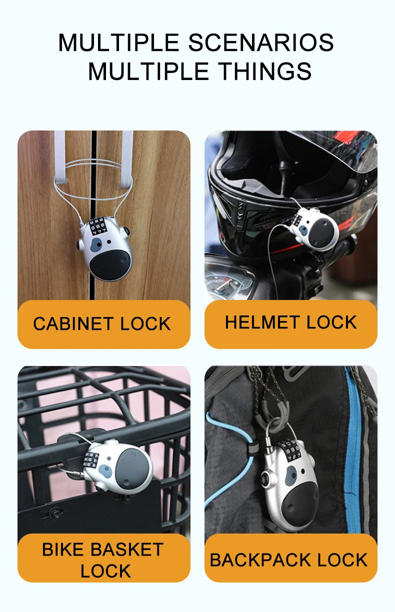 NeW Bicycle motorcycle steel wire rope cow lock retractable helmet lock fashion Durable Combination Lock Wire Lock Bike Accessor