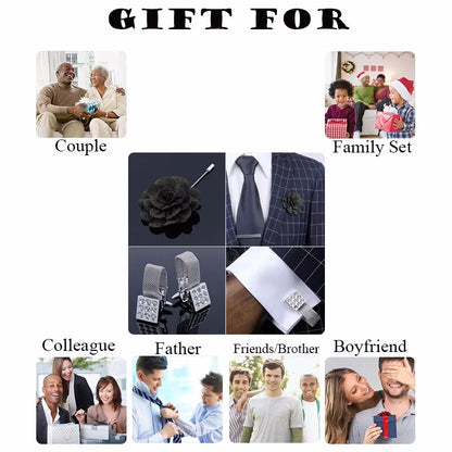 HAWSON Mens Cufflinks and Tuxedo Studs Set,luxury crystal cufflinks for Birthday Wedding Anniversary Jewelry or Accessories