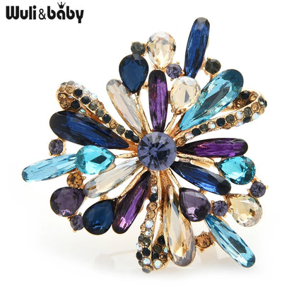 Wuli&baby New Crystal Palace Flower Brooches Women Unisex 3-color Snowflake Office Party Brooch Pins Gifts