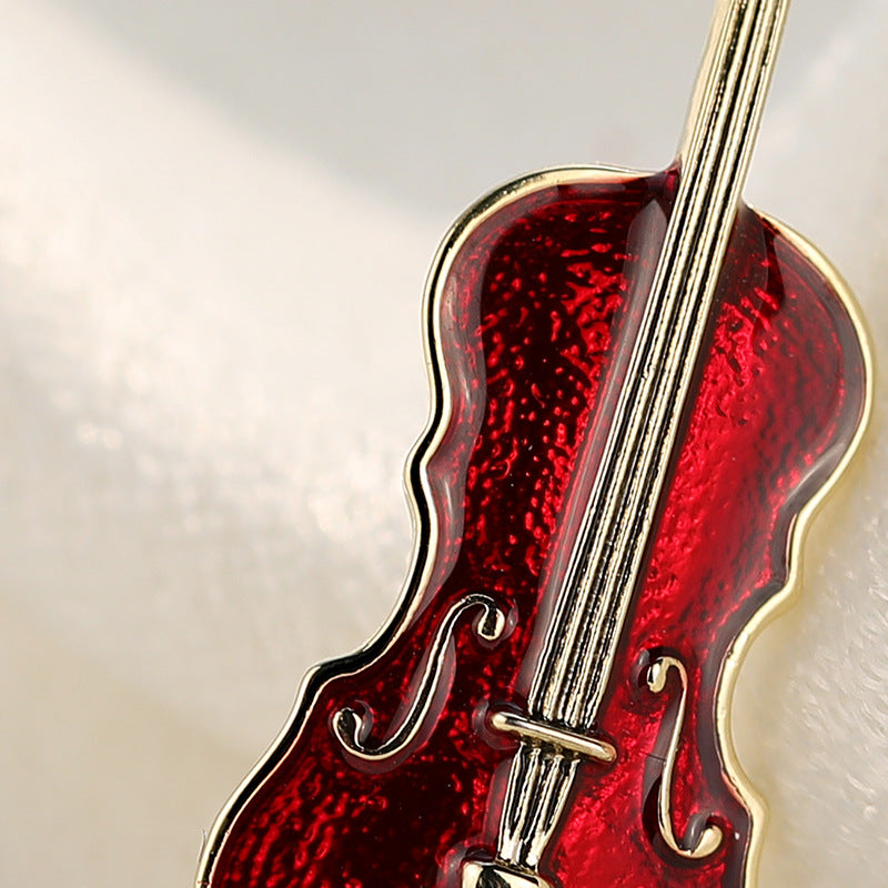 Fashion Violin  Punk Brooches Crystal Rhinestone Musical Instruments Brooch Pin Jewelry Accessories