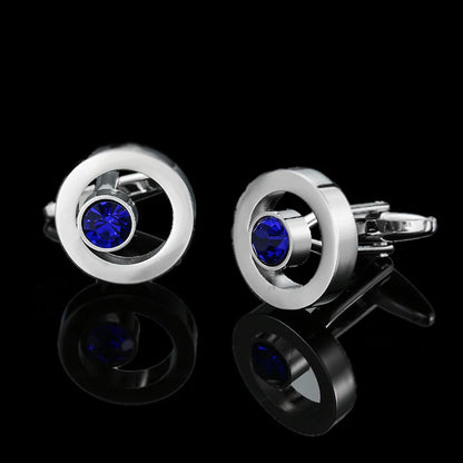 Summer new high quality brass hand inlaid Blue Crystal zircon Cufflinks classic style men's jewelry gifts