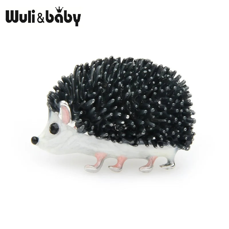 Wuli&baby Black Enamel Hedgehog Brooches For Women Lovely Animal Fashion Jewelry Pins Gift 2019