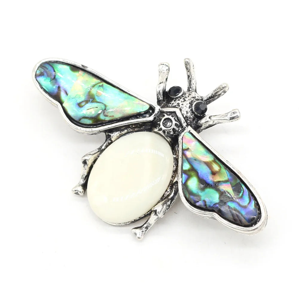 Natural Stone Amethyst Lapis Lazuli Brooches for Women Men Insect Bee Pins for DIY Pendant Necklace Jewelry Brooch Accessories