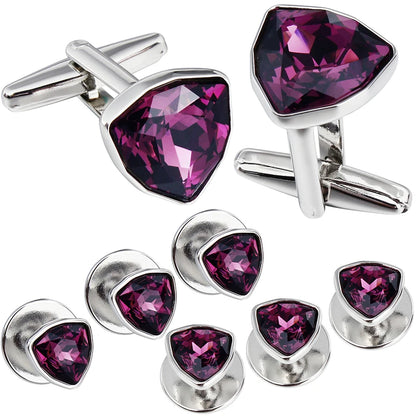 HAWSON Mens Cufflinks and Tuxedo Studs Set,luxury crystal cufflinks for Birthday Wedding Anniversary Jewelry or Accessories