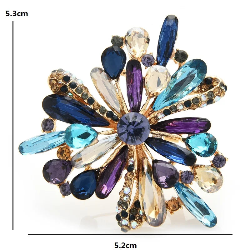 Wuli&baby New Crystal Palace Flower Brooches Women Unisex 3-color Snowflake Office Party Brooch Pins Gifts