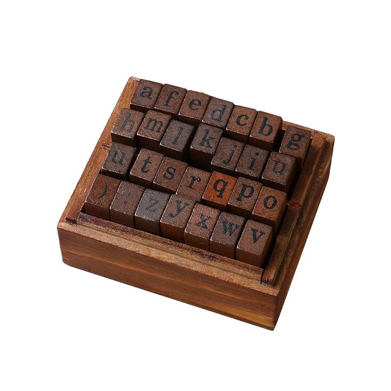 Journal Go 28pcs Alphabet Number Week Stamps Vintage Wooden Letter Stamp Set for Craft Card Making Planner Scrapbooking Journals