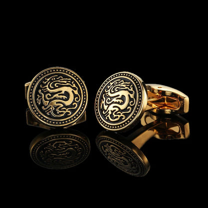 Quality Gold Color Cufflinks Retro Pattern Poker Bird Knot Fish Bullet French Shirt Cuffs Suit Accessories Wedding Jewelry