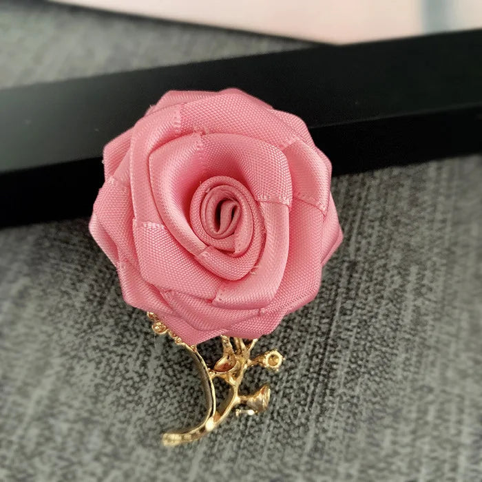 Korean Fabric Rose Flower Magnet Brooches for Men and Women Fashion Suit Shirt Corsage Party Wedding Brooch Jewelry Gifts