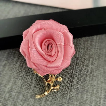 Korean Fabric Rose Flower Magnet Brooches for Men and Women Fashion Suit Shirt Corsage Party Wedding Brooch Jewelry Gifts