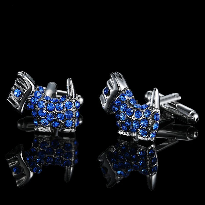 Summer new high quality brass hand inlaid Blue Crystal zircon Cufflinks classic style men's jewelry gifts