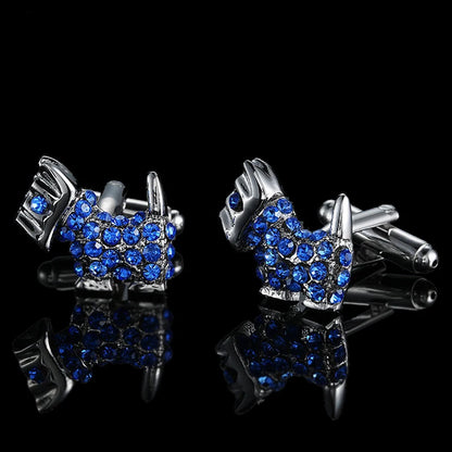 Summer new high quality brass hand inlaid Blue Crystal zircon Cufflinks classic style men's jewelry gifts