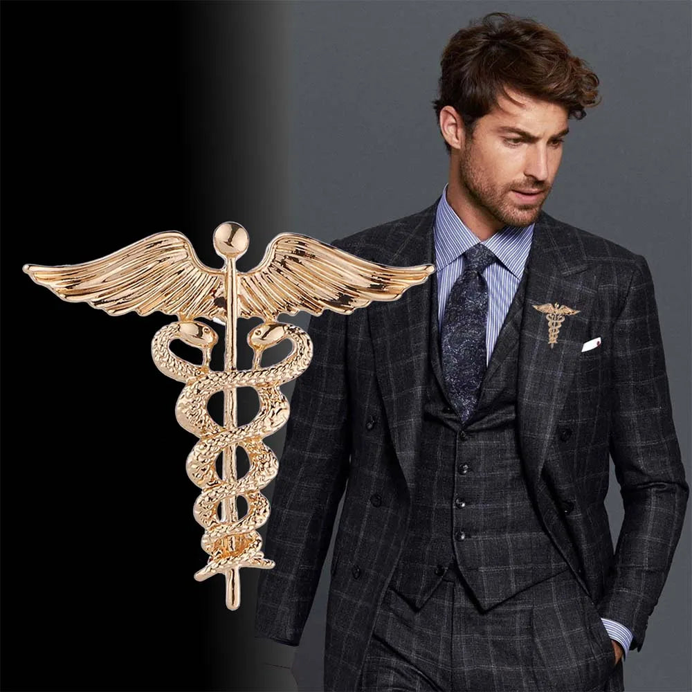 Crystal Caduceus Pins Badge Brooches Lapel Pin Medicine Symbol Jewelry Gifts For Nurse Doctor Medical Students Enamel Brooch Pin