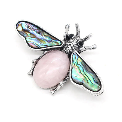 Natural Stone Amethyst Lapis Lazuli Brooches for Women Men Insect Bee Pins for DIY Pendant Necklace Jewelry Brooch Accessories