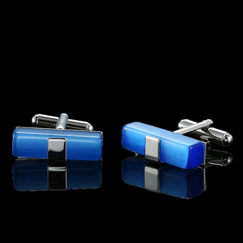 Summer new high quality brass hand inlaid Blue Crystal zircon Cufflinks classic style men's jewelry gifts