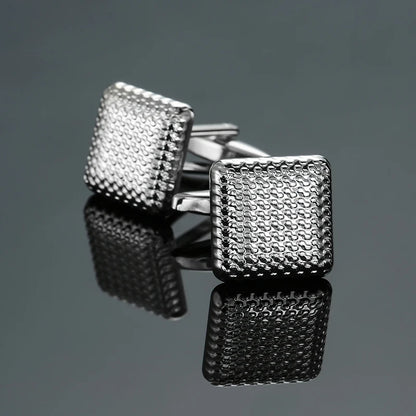 High quality hand polished laser metal Cufflinks Golden Silvery Black button Smooth textured cuffs French Cuff-links for men