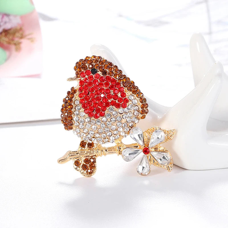 Wuli&baby Lovely Fat Bird Brooches For Women Unisex Rhinestone Shining Animal Party Casual Brooch Pins Gifts