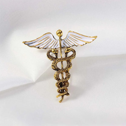 Crystal Caduceus Pins Badge Brooches Lapel Pin Medicine Symbol Jewelry Gifts For Nurse Doctor Medical Students Enamel Brooch Pin