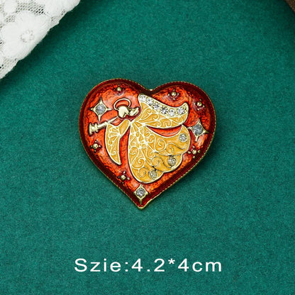 Vintage Palace Plant Flower Baroque Brooch Red Enamel Pearl Brooch Pin Woman Girl Party Accessories