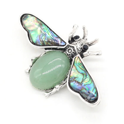 Natural Stone Amethyst Lapis Lazuli Brooches for Women Men Insect Bee Pins for DIY Pendant Necklace Jewelry Brooch Accessories