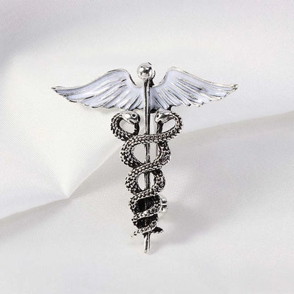 Crystal Caduceus Pins Badge Brooches Lapel Pin Medicine Symbol Jewelry Gifts For Nurse Doctor Medical Students Enamel Brooch Pin