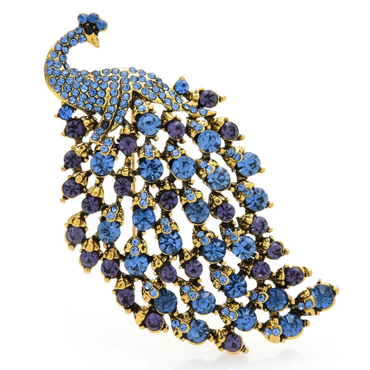 Wuli&baby Normal Size Peacock Brooches For Women Rhinestone 4-color Beauty Bird Party Office Brooch Pin Gifts