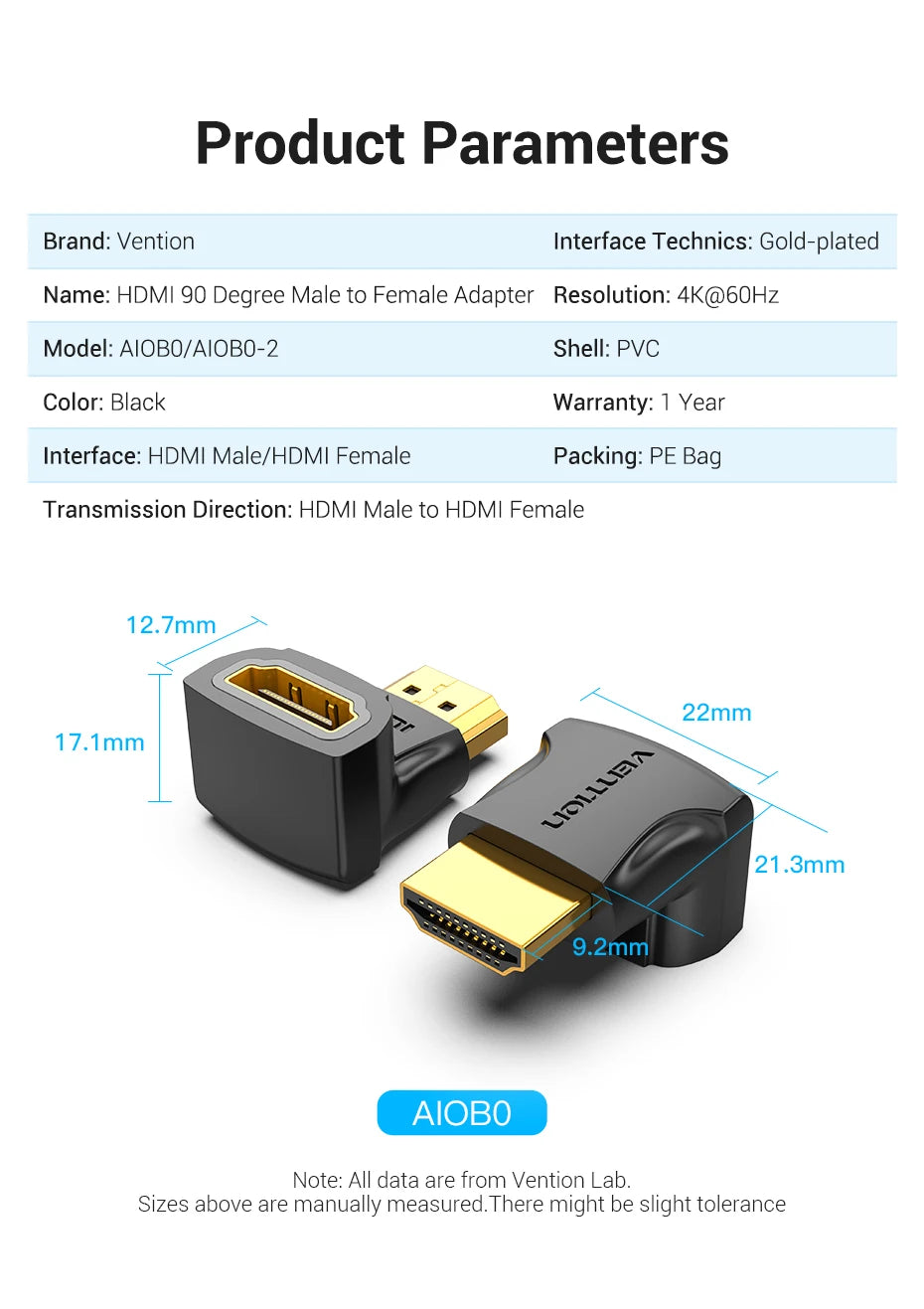 Vention HDMI Adapter 90 270 Degree Right Angle Male to Female Converter 4K HD Connector for HDTV PS4 Lptop TV Box HDMI Extender