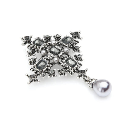 2019 Cross Brooches Unisex Women Vintage Crystal Simualted-Pearl Royal Suit Pins Jewelry Gift