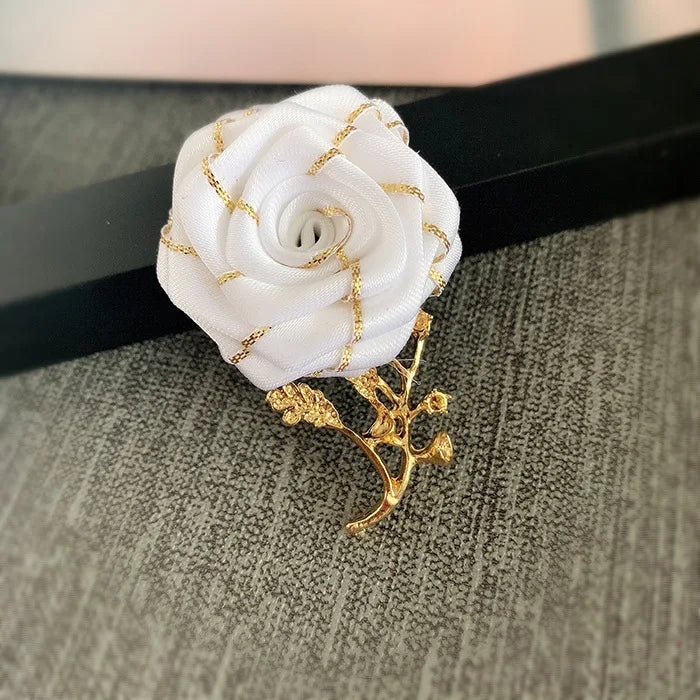 Korean Fabric Rose Flower Magnet Brooches for Men and Women Fashion Suit Shirt Corsage Party Wedding Brooch Jewelry Gifts
