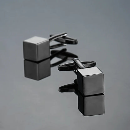 High quality hand polished laser metal Cufflinks Golden Silvery Black button Smooth textured cuffs French Cuff-links for men