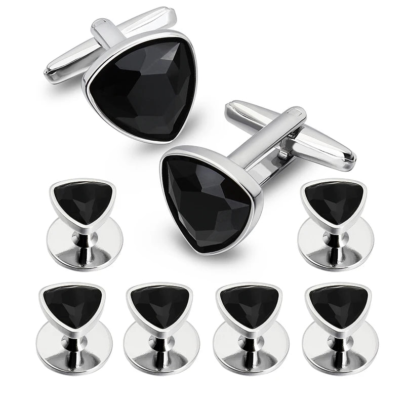 HAWSON Mens Cufflinks and Tuxedo Studs Set,luxury crystal cufflinks for Birthday Wedding Anniversary Jewelry or Accessories