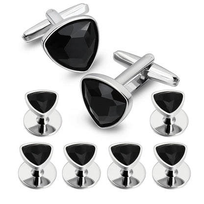 HAWSON Mens Cufflinks and Tuxedo Studs Set,luxury crystal cufflinks for Birthday Wedding Anniversary Jewelry or Accessories