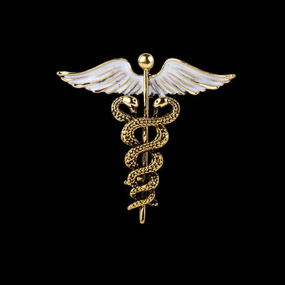 Crystal Caduceus Pins Badge Brooches Lapel Pin Medicine Symbol Jewelry Gifts For Nurse Doctor Medical Students Enamel Brooch Pin