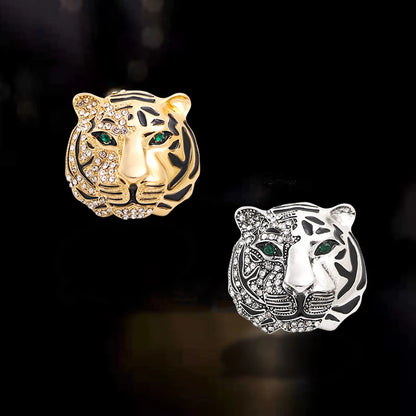 Wuli&baby Big Brand Rhinestone Tiger Brooches For Women Men 2-color 2022 The Year Of Tiger Party Brooch Pin Gifts
