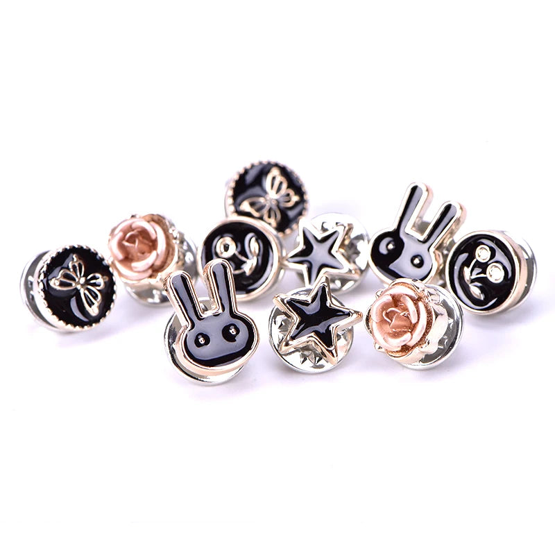 10Pcs/Set Women Suit Sweater Lapel Pin Brooches Collar Badge Jewelry Mini Cute Pins Button Flower Pearl Rhinestones Brooch Set